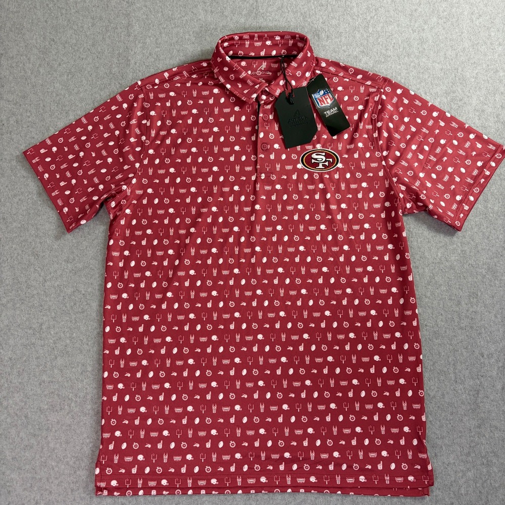 Antigua San Francisco 49ers Signal Polo Mens Medium Red White Graphic NFL 106165
